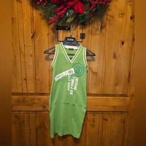 Vintage Green Sleeveless T-Shirt Athletic Dress